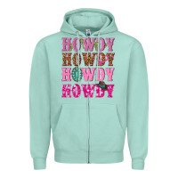 Seafoam pink howdy howdy howdy Zipper Hoodie - NancyCooperArtShop