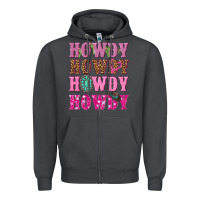 Smoke pink howdy howdy howdy Zipper Hoodie - NancyCooperArtShop