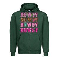 Sports Green pink howdy howdy howdy Zipper Hoodie - NancyCooperArtShop