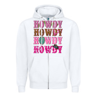 White pink howdy howdy howdy Zipper Hoodie - NancyCooperArtShop
