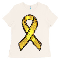 Bone Gold Cancer ribbon Ladies Tee - RanaPortraitStore