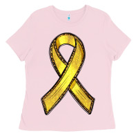 Bubblegum Pink Gold Cancer ribbon Ladies Tee - RanaPortraitStore