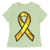 Matcha Gold Cancer ribbon Ladies Tee - RanaPortraitStore