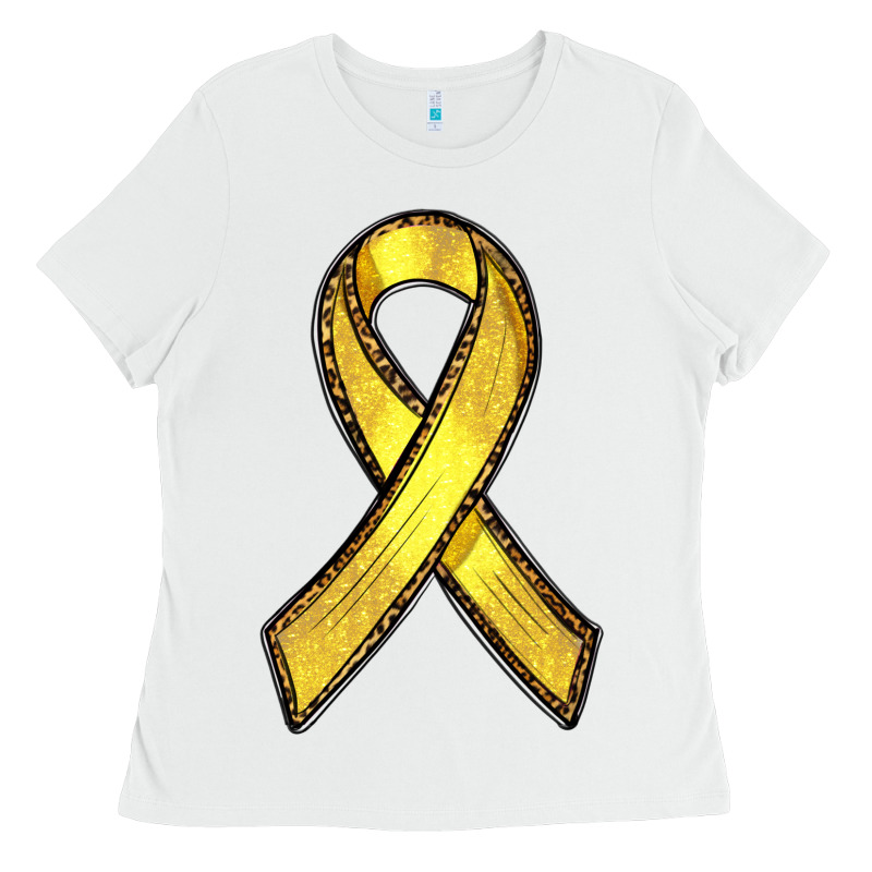 Gold Cancer Ribbon Ladies Tee by RanaPortraitStore | Teevron