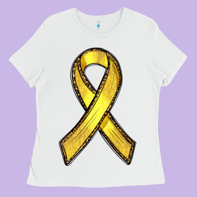 Ladies Tee Gold Cancer ribbon