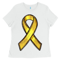 White Gold Cancer ribbon Ladies Tee - RanaPortraitStore