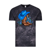 Cloud Black valentines day blue boots cowgirl hat and roses Vintage Tee - AdoDesignShop