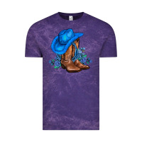 Cloud Purple valentines day blue boots cowgirl hat and roses Vintage Tee - AdoDesignShop