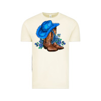 Vintage Arctic valentines day blue boots cowgirl hat and roses Vintage Tee - AdoDesignShop
