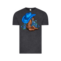 Vintage Black valentines day blue boots cowgirl hat and roses Vintage Tee - AdoDesignShop