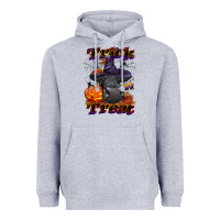 Heather Grey Trick Or Treat Black Angus Heifer Heavyweight Hoodie - LillyAllenDesigns