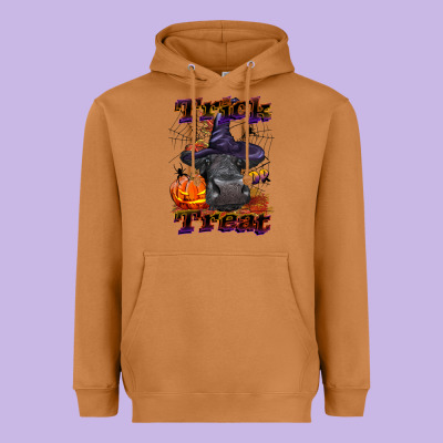 Trick Or Treat Black Angus Heifer Heavyweight Hoodie Designed By Lillyallendesigns