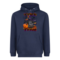 Navy Trick Or Treat Black Angus Heifer Heavyweight Hoodie - LillyAllenDesigns