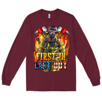 Burgundy First In last Out American Firefighter Long Sleeve Tee - LillyAllenDesigns