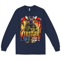 Navy First In last Out American Firefighter Long Sleeve Tee - LillyAllenDesigns