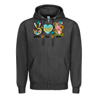 Charcoal Heather peace love cute cow Zipper Hoodie - NancyCooperArtShop