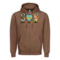 Chestnut peace love cute cow Zipper Hoodie - NancyCooperArtShop