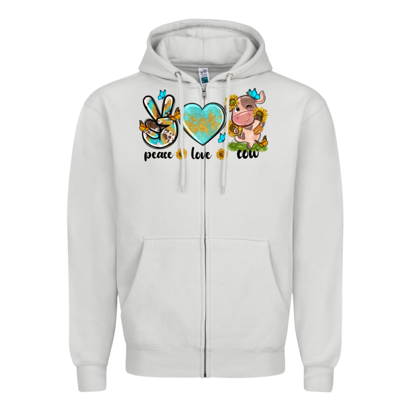 Peace Love Cute Cow Zipper Hoodie by NancyCooperArtShop | Teevron