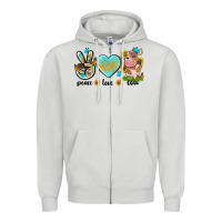 Dove Grey peace love cute cow Zipper Hoodie - NancyCooperArtShop