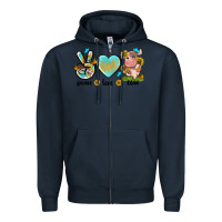 Navy peace love cute cow Zipper Hoodie - NancyCooperArtShop