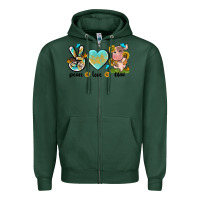 Sports Green peace love cute cow Zipper Hoodie - NancyCooperArtShop