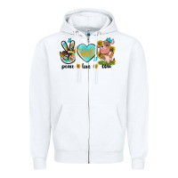 White peace love cute cow Zipper Hoodie - NancyCooperArtShop