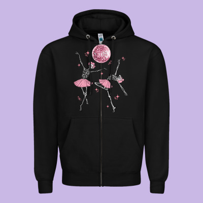 Skeleton Ballerina Zipper Hoodie Designed By Maliassmallbusiness