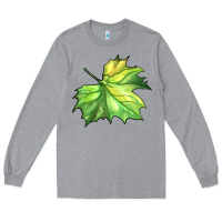 Heather Grey green leaf Long Sleeve Tee - BarkalooDesign