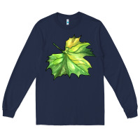Navy green leaf Long Sleeve Tee - BarkalooDesign