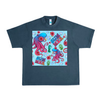 Midnight Navy summer and octopus seamless pattern Urban Heavy Tee - BundleAndBundleShop