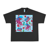 Pigment Black summer and octopus seamless pattern Urban Heavy Tee - BundleAndBundleShop