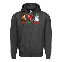 Charcoal Heather peace love snowman Zipper Hoodie - NancyCooperArtShop