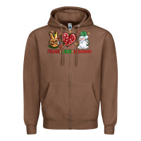 Chestnut peace love snowman Zipper Hoodie - NancyCooperArtShop
