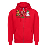 Red peace love snowman Zipper Hoodie - NancyCooperArtShop