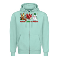 Seafoam peace love snowman Zipper Hoodie - NancyCooperArtShop