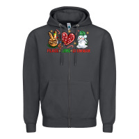 Smoke peace love snowman Zipper Hoodie - NancyCooperArtShop