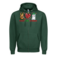 Sports Green peace love snowman Zipper Hoodie - NancyCooperArtShop