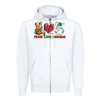 White peace love snowman Zipper Hoodie - NancyCooperArtShop