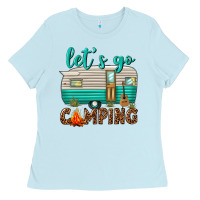 Baby Blue lets go camping Ladies Tee - texasbilliewilder