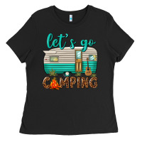 Black lets go camping Ladies Tee - texasbilliewilder