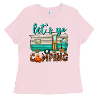 Bubblegum Pink lets go camping Ladies Tee - texasbilliewilder