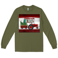 Army Green christmas on the farm tractor Long Sleeve Tee - Jasminsmagicworld
