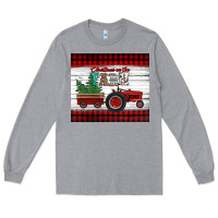Heather Grey christmas on the farm tractor Long Sleeve Tee - Jasminsmagicworld