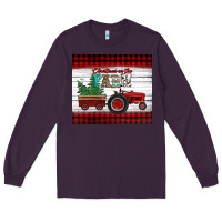 Plum christmas on the farm tractor Long Sleeve Tee - Jasminsmagicworld