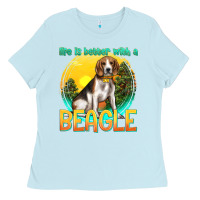 Baby Blue life is better with a beagle Ladies Tee - texasbilliewilder