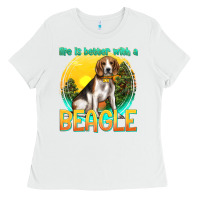 White life is better with a beagle Ladies Tee - texasbilliewilder