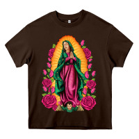 Chocolate Brown our lady of guadalupe Heavy Core Tee - Artiststas