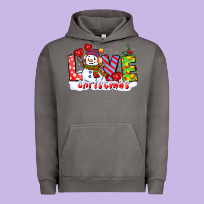Love Christmas Snowman Urban Hoodie Designed By Cowgirlartshop