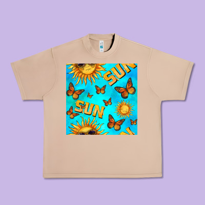 Sun With Butterfly Seamless Pattern Urban Heavy Tee Designed By Bundleandbundleshop