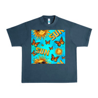Midnight Navy sun with butterfly seamless pattern Urban Heavy Tee - BundleAndBundleShop